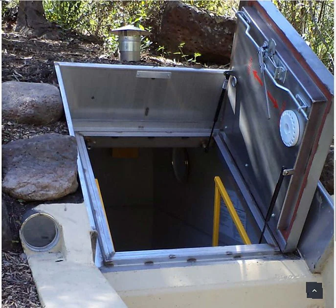 Fire-Resistant Underground Safe Room with Steel Hatch Entry