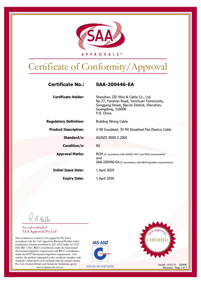 SAA SAFETY CERTIFICATION