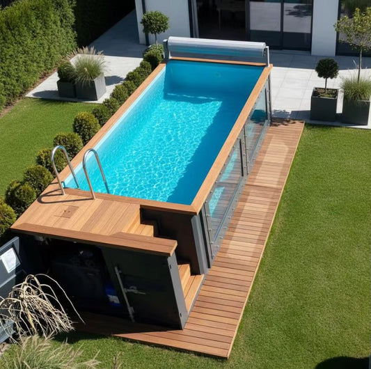 20ft Above-Ground Container Pool with Glass Side Prefabricated Shipping Container Swimming Pool - Fuhuilai Container
