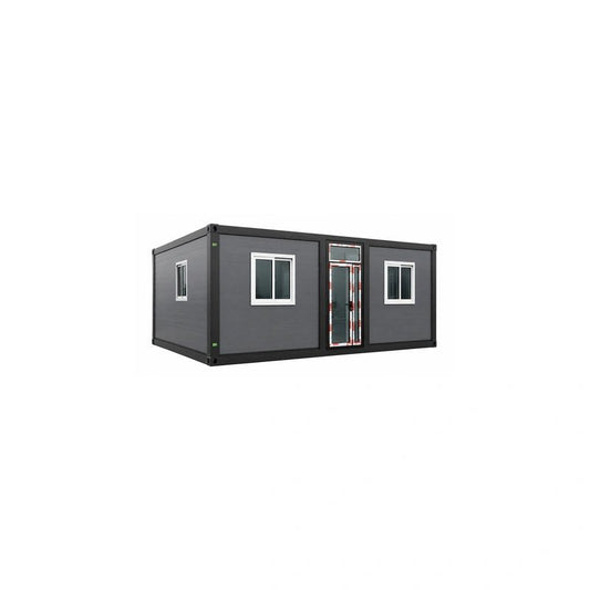 30ft Dark Gray Flat Roof Expandable Container House 2 Bed 1 Living 1 Bath - Fuhuilai House