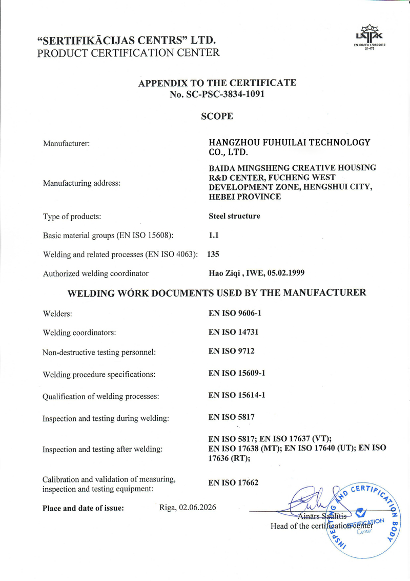 ISO 3834 CERTIFICATE APPENDIX